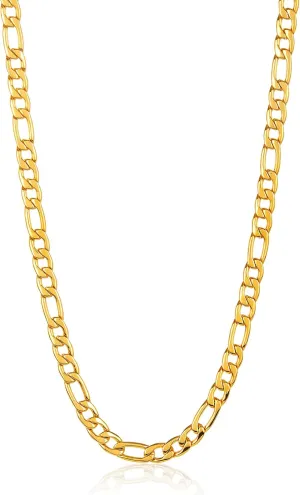 Invicta Jewelry Men's Polished Figaro Chain Stainless Steel Necklace (8mm) - 24"