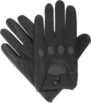 isotoner Men's Smooth Leather Driving Glove With Covered Snap