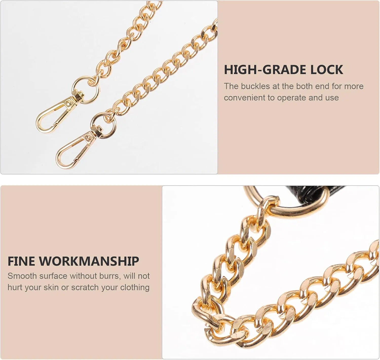 IWOWHERO Exquisite Chain Crossbody Bag Purse Strap Bag Chain for Women Fashionable Accessory Bag Decoration Alloy Leather Interchangeable Straps
