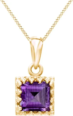 Jewel Zone US Heart Cut Simulated Amethyst Cascading Drop Pendant in 14K Gold Over Sterling Silver