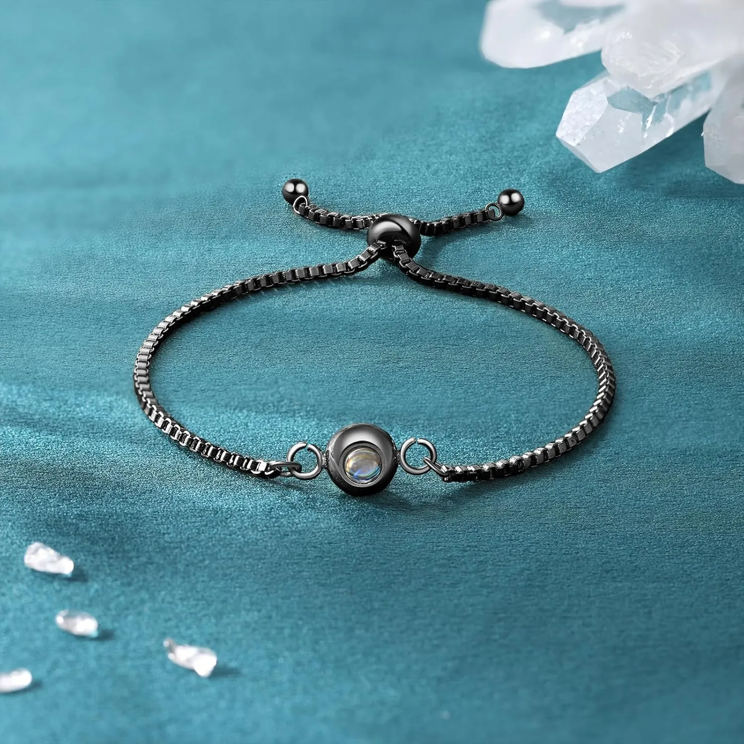JewelOra Custom Bracelets with Picture Inside, Personalized Photo Bracelet for Women, Customized Projection Bracelets with Photos, Memorial Gifts for Women/Men/Couple