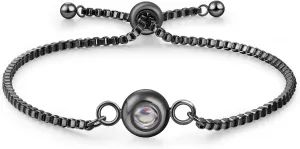 JewelOra Custom Bracelets with Picture Inside, Personalized Photo Bracelet for Women, Customized Projection Bracelets with Photos, Memorial Gifts for Women/Men/Couple