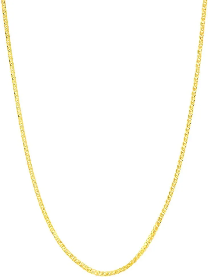 JewelryWeb 14k Yellow Gold 1mm Square Triple Wheat Chain Necklace Lobster Lock Closure Chain-Necklace for Women and Men