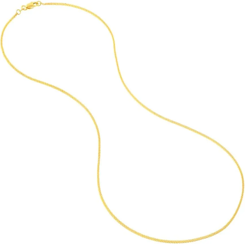 JewelryWeb 14k Yellow Gold 1mm Square Triple Wheat Chain Necklace Lobster Lock Closure Chain-Necklace for Women and Men