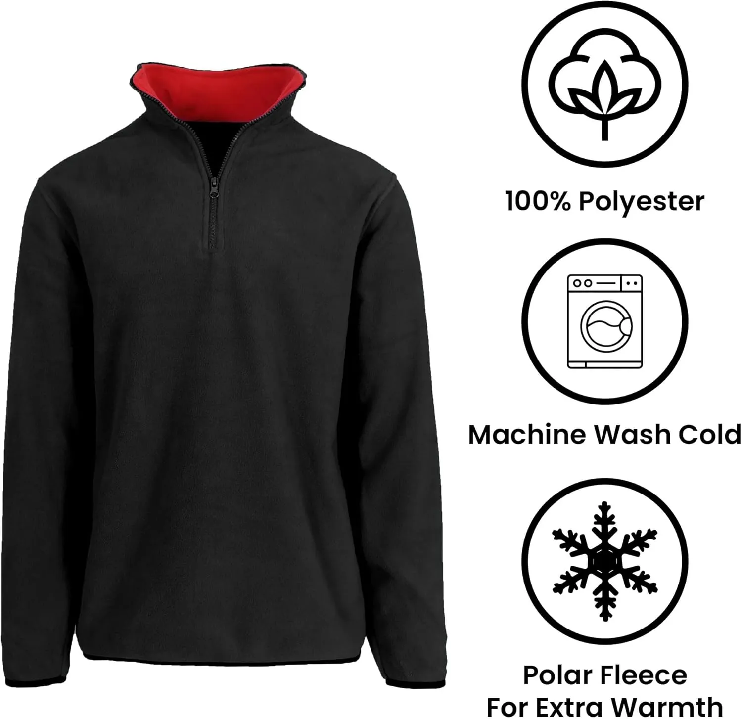 JH DESIGN GROUP Men’s Quarter Zip Thermal Fleece Pullover Long Sleeve Sweatshirt Mid Weight Sweater in 6 Colors