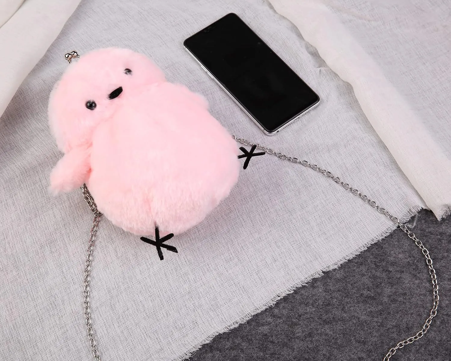 JHVYF Women Cute Plush Crossbody Bag Chic Small Shoulder Purse Cell Phone Wallet For Girls