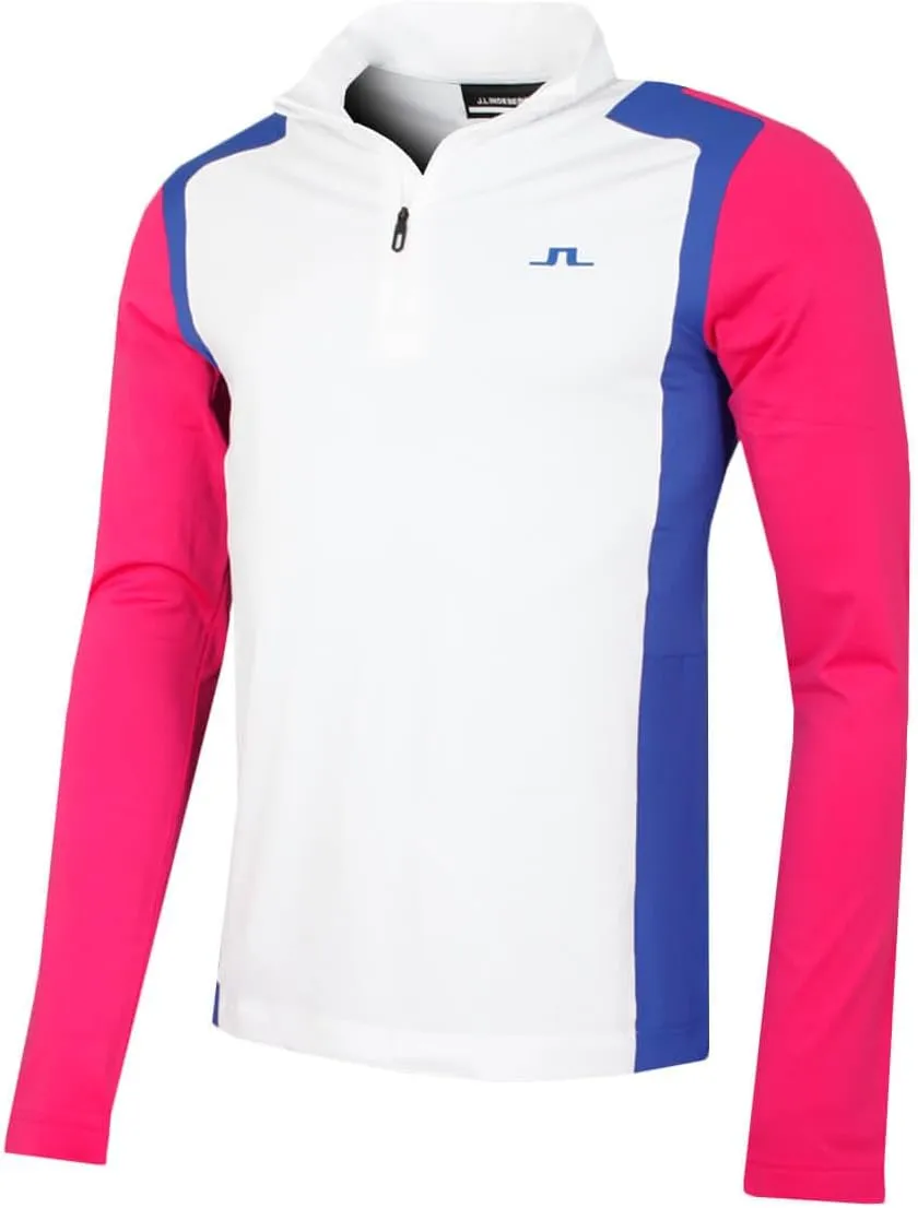 J.Lindeberg Men's Lukas Quarter Zip Mid Layer Sweater - Pink Peacock - L