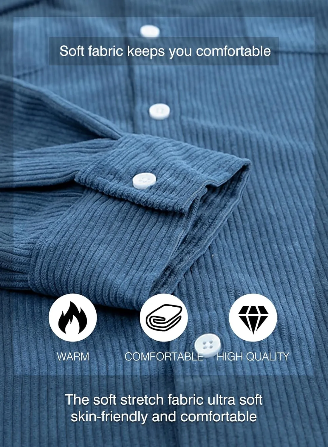 JMIERR Men's Corduroy Button Down Shirts Casual Long Sleeve Shacket Jacket with Flap Pockets
