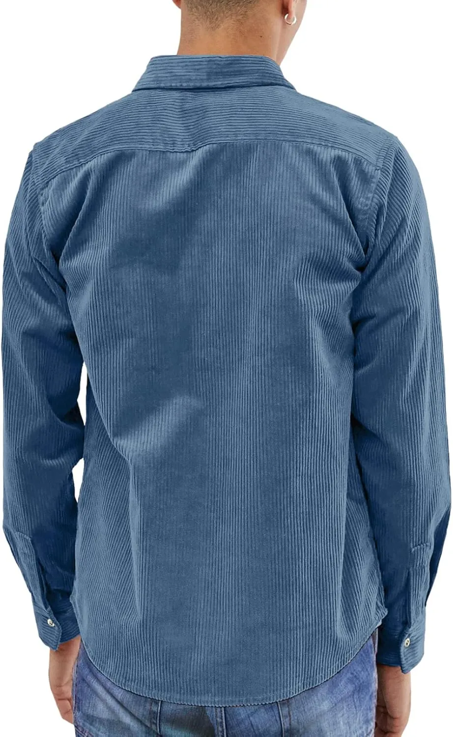 JMIERR Men's Corduroy Button Down Shirts Casual Long Sleeve Shacket Jacket with Flap Pockets