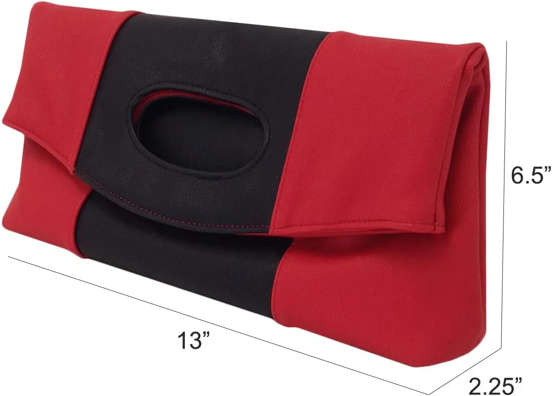 JNB Color Block Fold Over Clutch