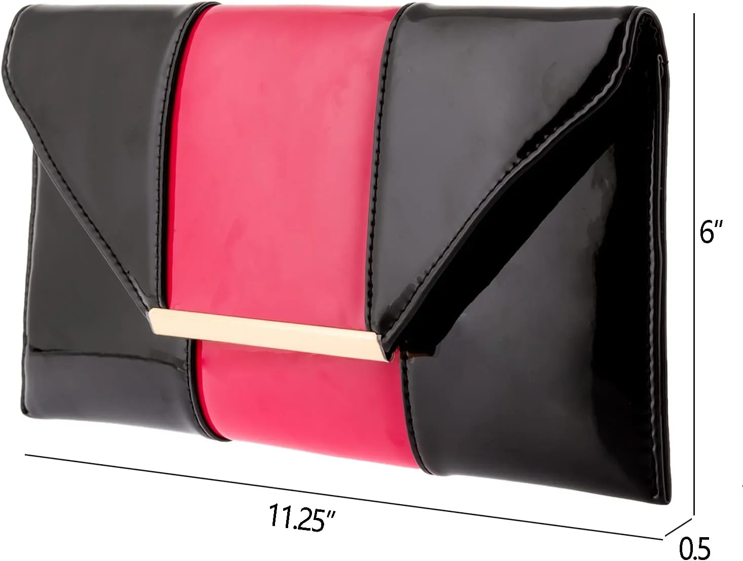 JNB Patent Color Block Envelop Clutch