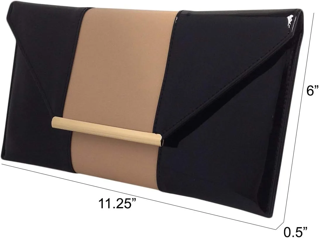 JNB Patent Color Block Envelop Clutch
