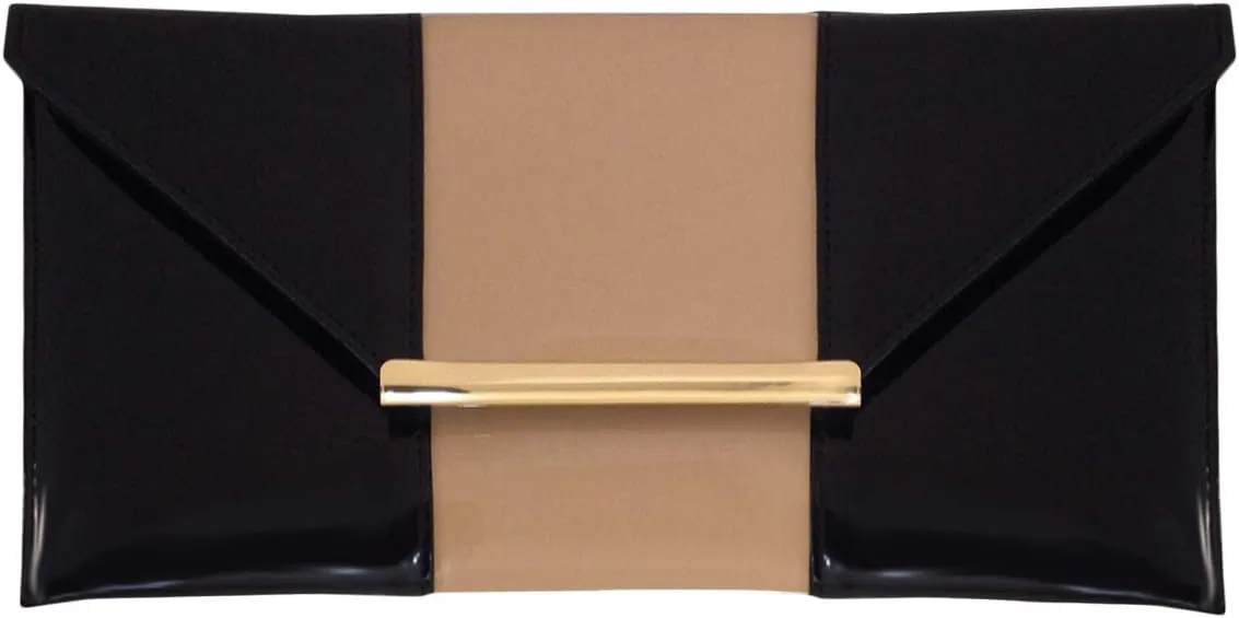 JNB Patent Color Block Envelop Clutch