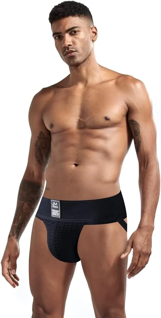 JOCKMAIL Men's Briefs Jock Strap Athletic Supporter Wide Belt Comfortable Men Sport Underwear Briefs for Gym Sport