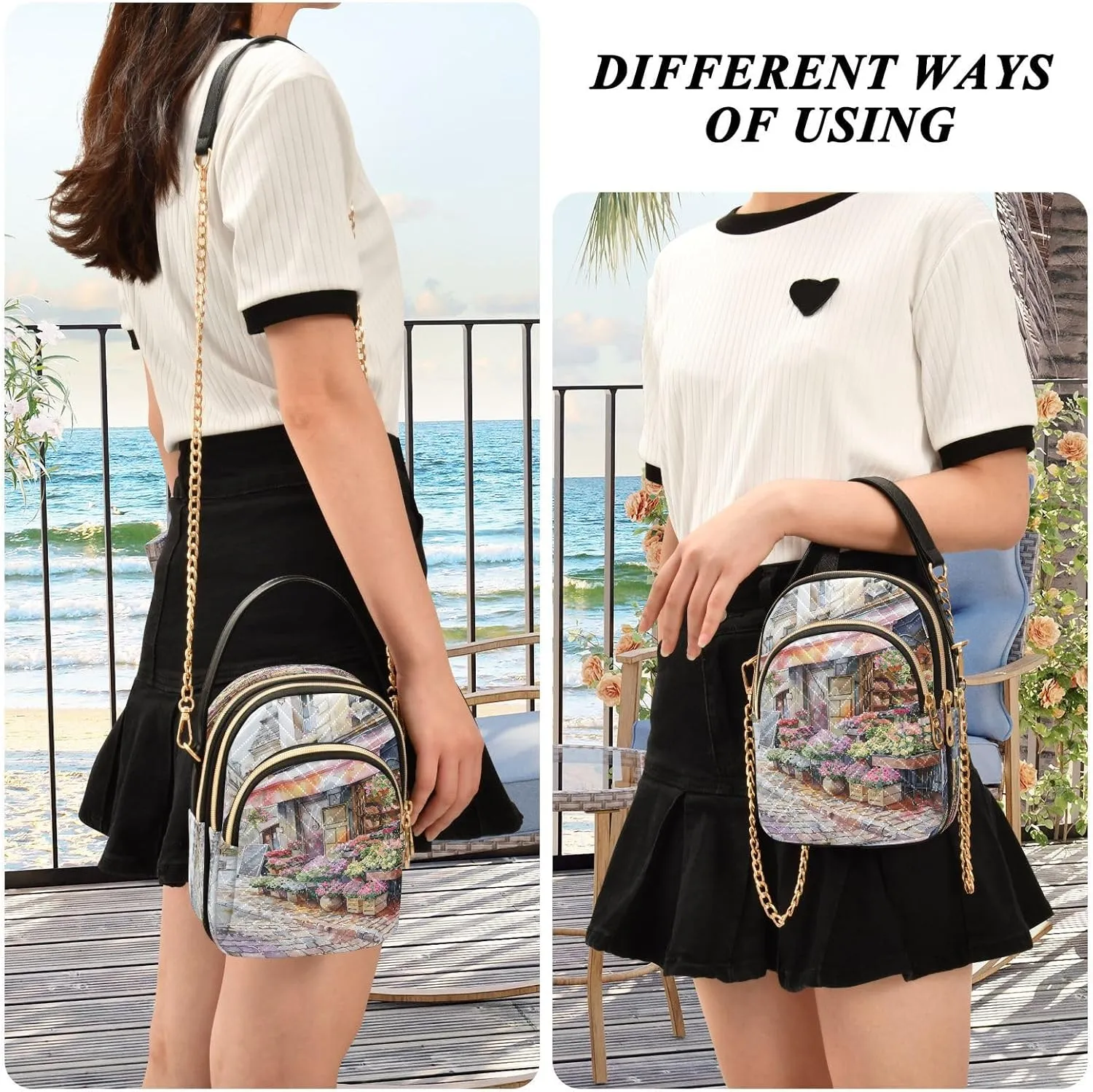 Joisal Hot Dog Cartoon Quilted Crossbody Bags for Women, Small Shoulder Purse Triple Zip Summer Handbags