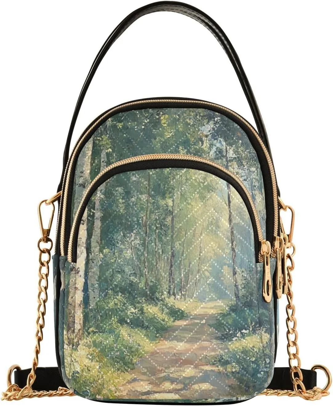 Joko Ivery Birch Trees Path Multi Pockets Crossbody Bags for Women Zip Cell Phone Purse Wallet Bag with Detachable Shoulder Strap Travel Purse for Women Girls Trendy Shopping Traveling Working Gift