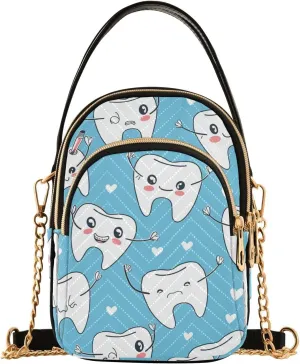 Joko Ivery Cartoon Teeth Multi Pockets Crossbody Bags for Women Zip Cell Phone Purse Wallet Bag with Detachable Shoulder Strap Shoulder Purse for Gift Traveling Working Shopping Women Trendy