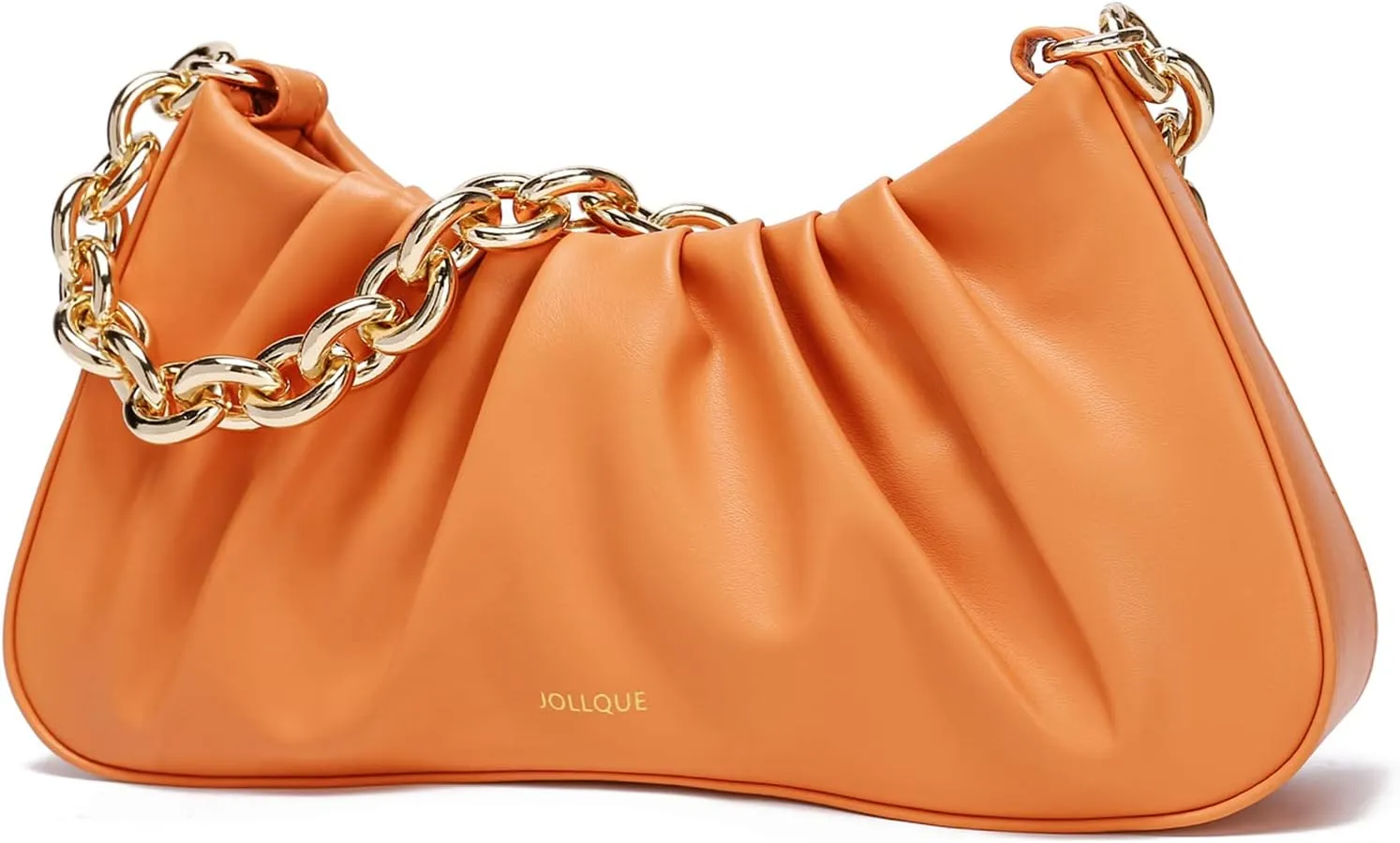 JOLLQUE Shoulder Bag for Women,Small Leather Dumpling Bags Handbag Purse,Gold Chain Evening Clutch Purses