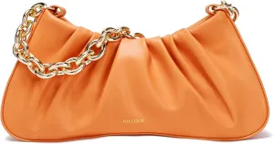 JOLLQUE Shoulder Bag for Women,Small Leather Dumpling Bags Handbag Purse,Gold Chain Evening Clutch Purses