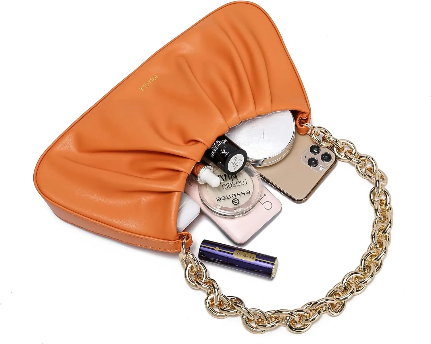 JOLLQUE Shoulder Bag for Women,Small Leather Dumpling Bags Handbag Purse,Gold Chain Evening Clutch Purses