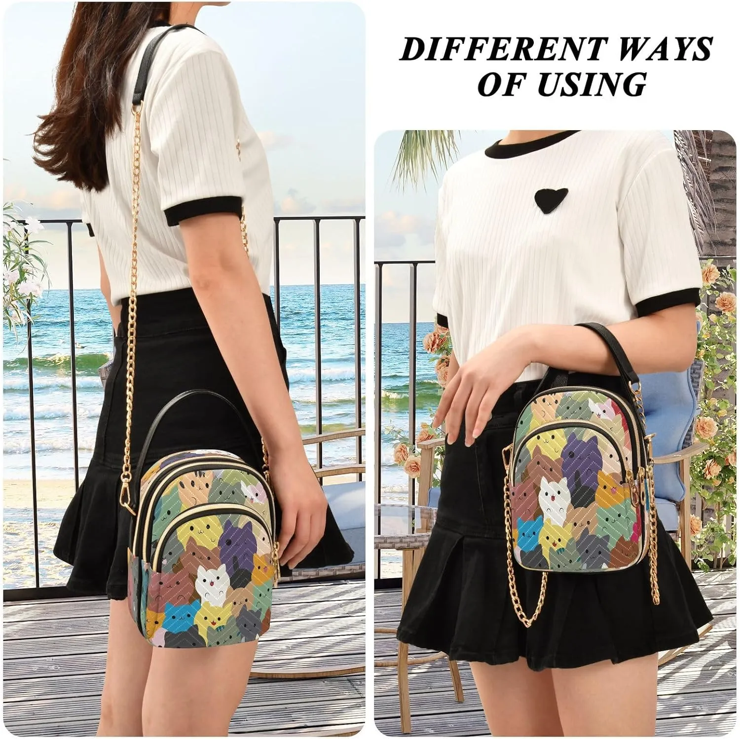 JSTEL Small Crossbody Bag for Women with Compartments,Long Strap Crossbody Purse Polyester Phone Purse Wallet