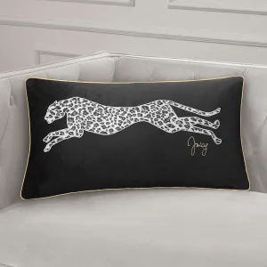 Juicy Couture Rectangle 1-Piece Decorative Accent, Premium Reversible Throw Pillow, Living Room and Bedroom Décor, 14"x24", Cheetah Black