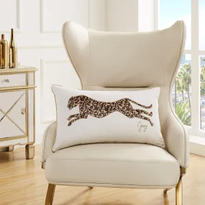 Juicy Couture Rectangle 1-Piece Decorative Accent, Premium Reversible Throw Pillow, Living Room and Bedroom Décor, 14"x24", Cheetah White