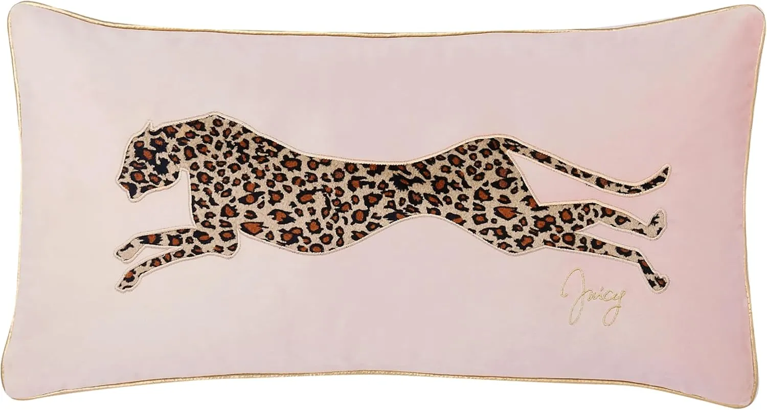 Juicy Couture Rectangle 1-Piece Decorative Accent, Premium Reversible Throw Pillow, Living Room and Bedroom Décor, 14"x24", Pink Blush