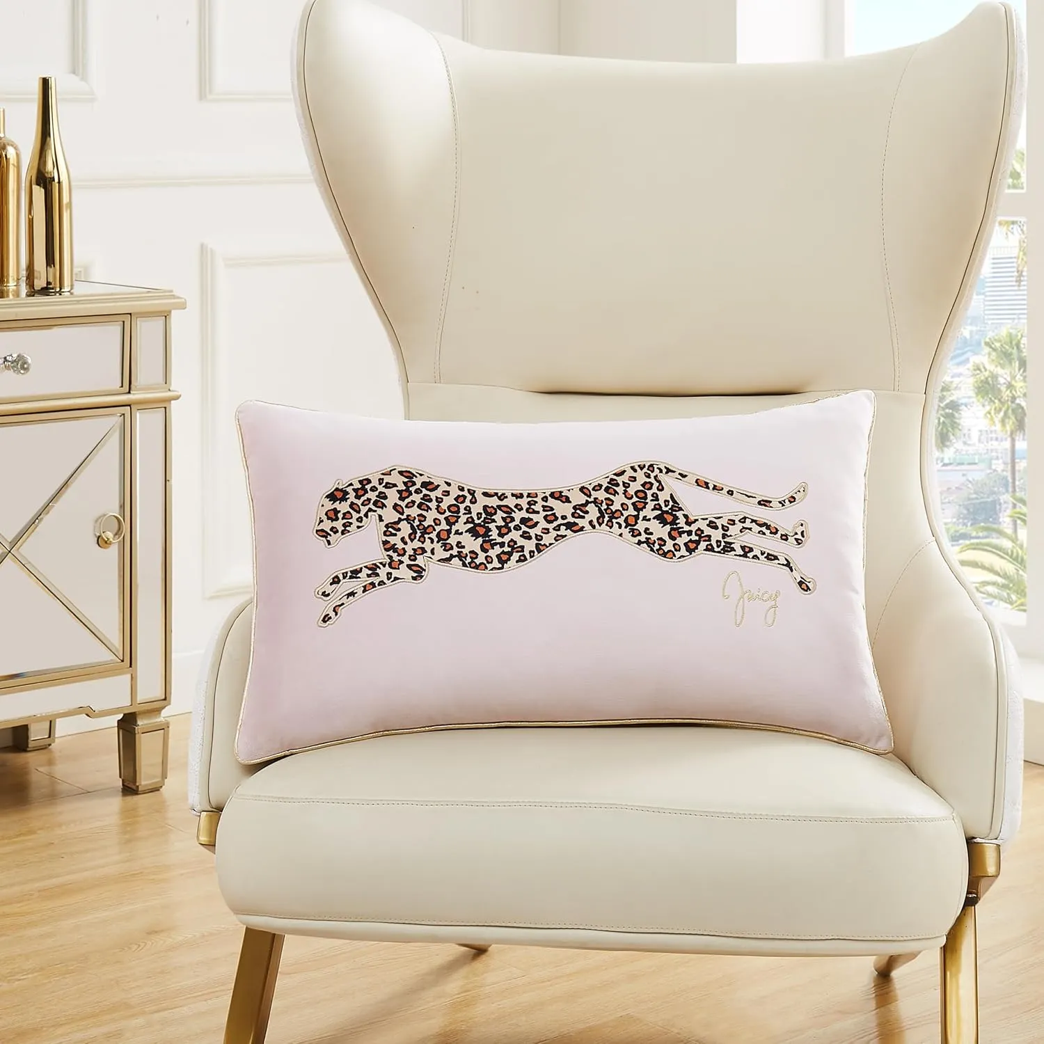 Juicy Couture Rectangle 1-Piece Decorative Accent, Premium Reversible Throw Pillow, Living Room and Bedroom Décor, 14"x24", Pink Blush