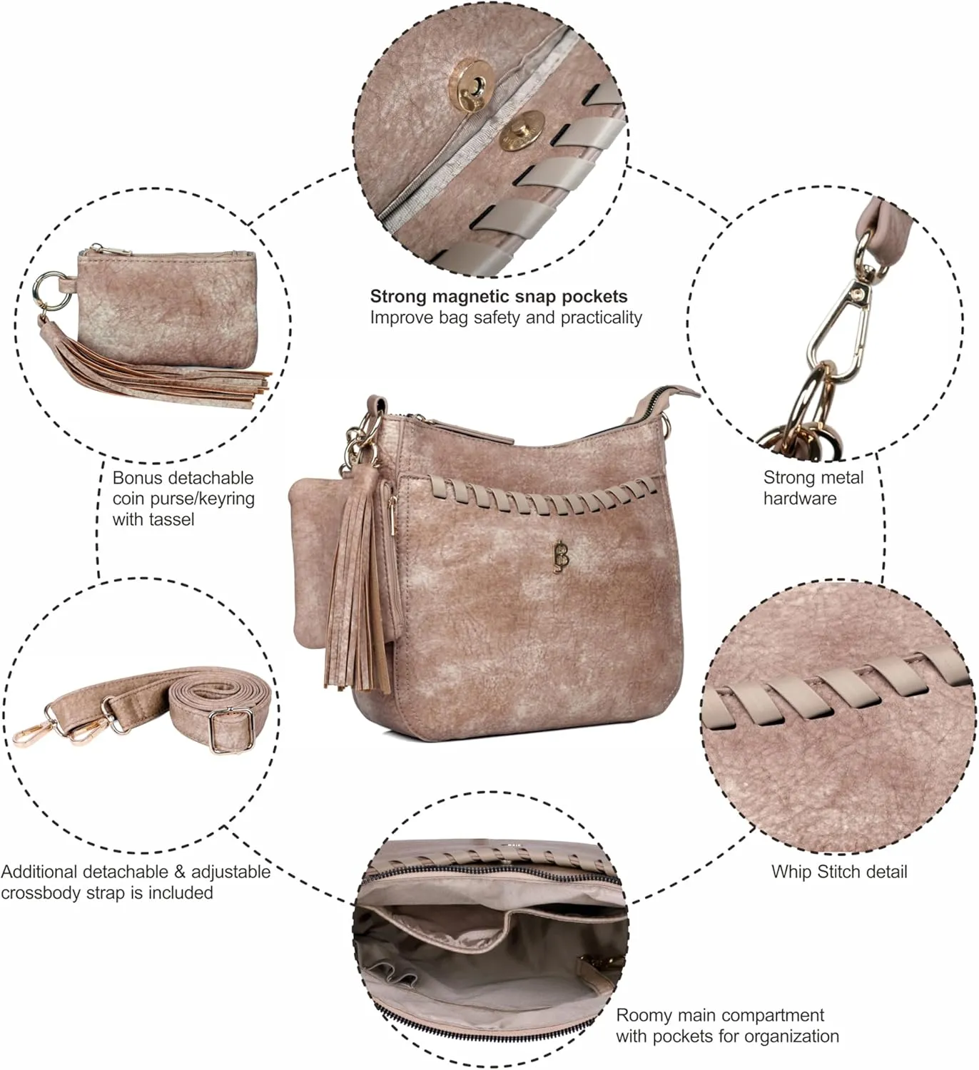 Julia Buxton Whip Stitch Vegan Leather Crossbody Bag