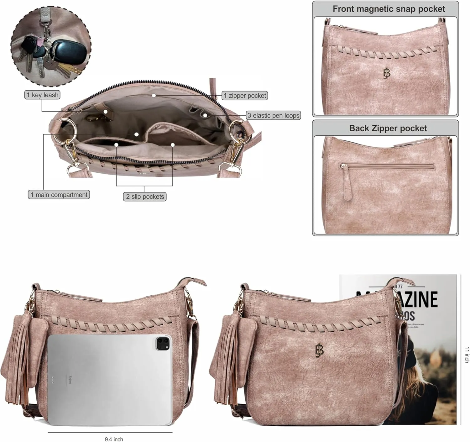 Julia Buxton Whip Stitch Vegan Leather Crossbody Bag