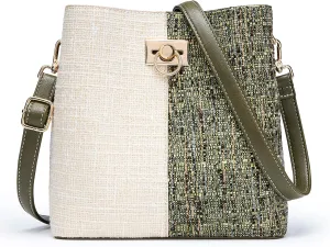 KALIDI Crossbody Purses for Women Vegan Leather Bucket Bag Fashion Ladies Crossbody Handbag Shoulder Purse with Multi Pockets