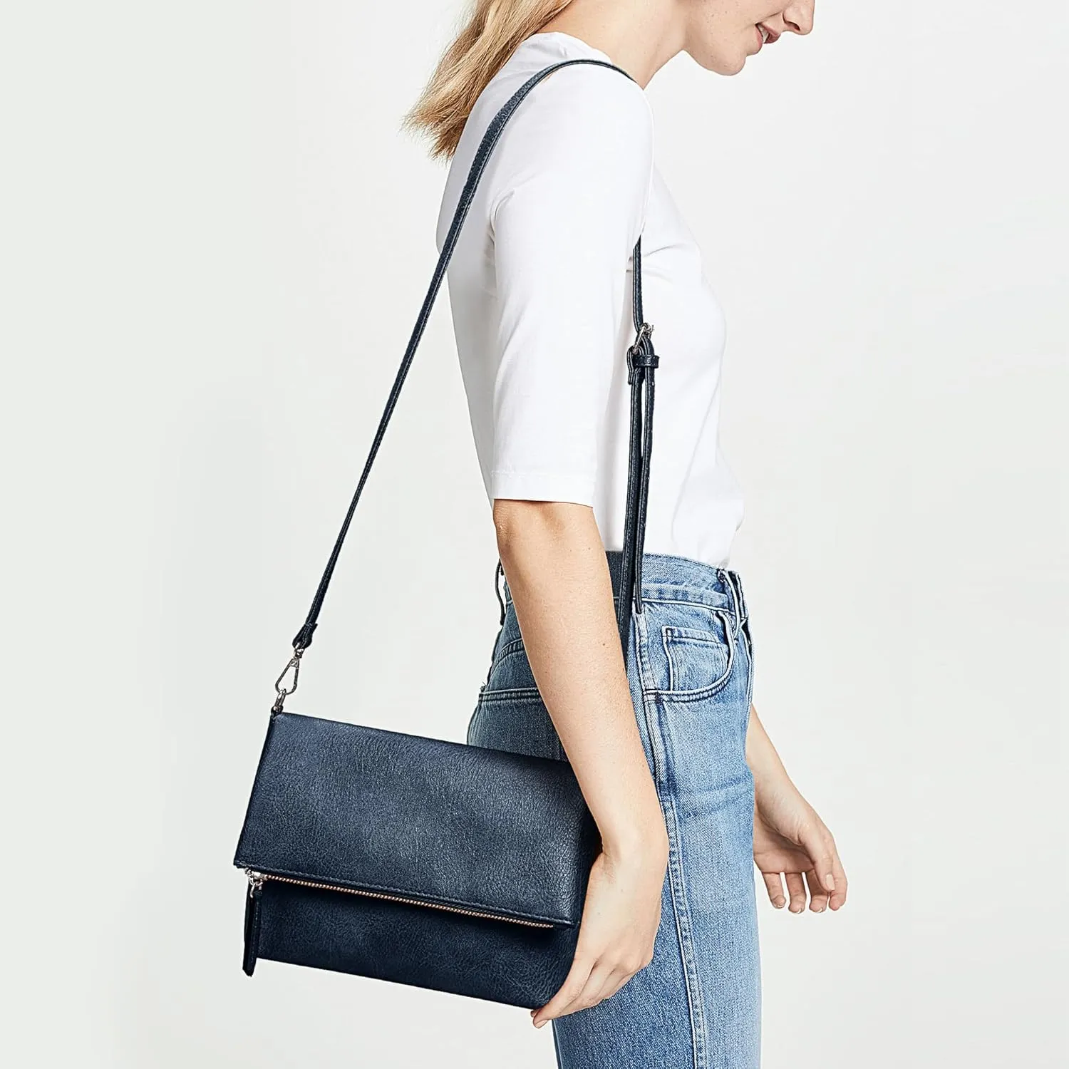KALIDI Vintage Vegan Leather Crossbody Bag PU Shoulder Bag Handbag Multiple Pockets Adjustable Removable Strap Women