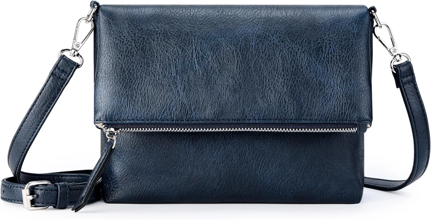 KALIDI Vintage Vegan Leather Crossbody Bag PU Shoulder Bag Handbag Multiple Pockets Adjustable Removable Strap Women