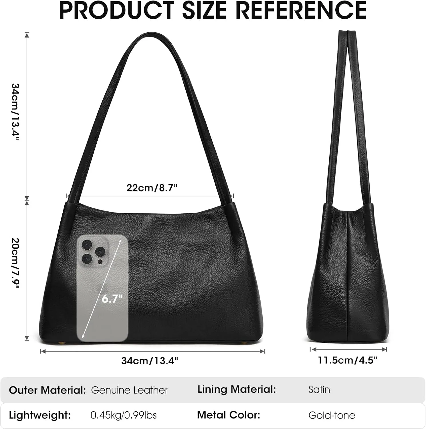 Kattee Leather Purses and Handbags for Women, Soft Genuine Leather Shoulder Hobo Bags with Top Magnetic Snap Closure