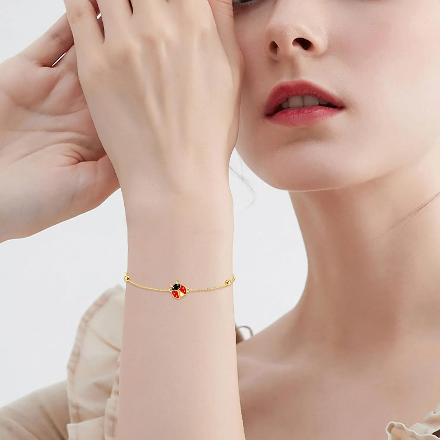 KECHO 14k Gold Thin Chain Bracelet Fine Jewelry Birthday Gift for Women