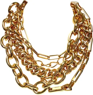 Kenneth Jay Lane, 5 STRAND MULTI LINKS CHAIN GOLD NECKLACE (NECKLACE)