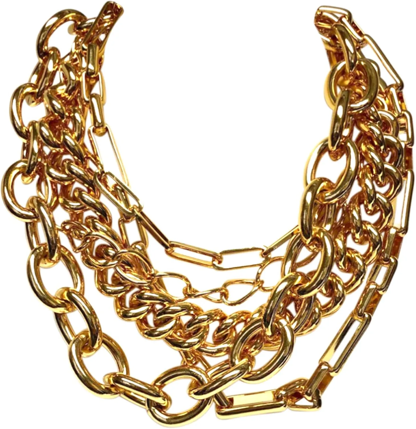 Kenneth Jay Lane, 5 STRAND MULTI LINKS CHAIN GOLD NECKLACE (NECKLACE)