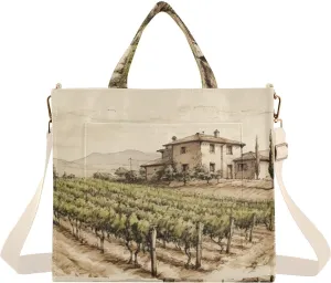 Kigai Tote Bag for Women Corduroy Tote Handbag with Zipper Shoulder Bag for Travel, Beach, Shopping, Vintage Villages