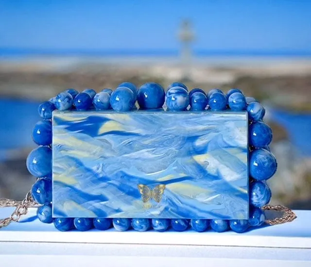 Kira White Acrylic Clutch Bag