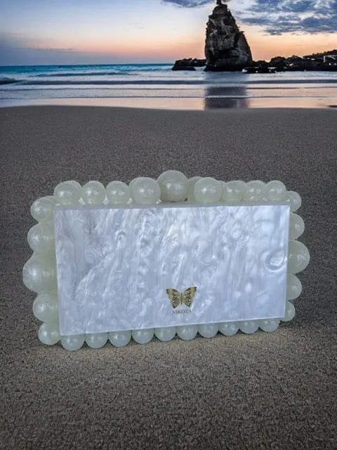 Kira White Acrylic Clutch Bag