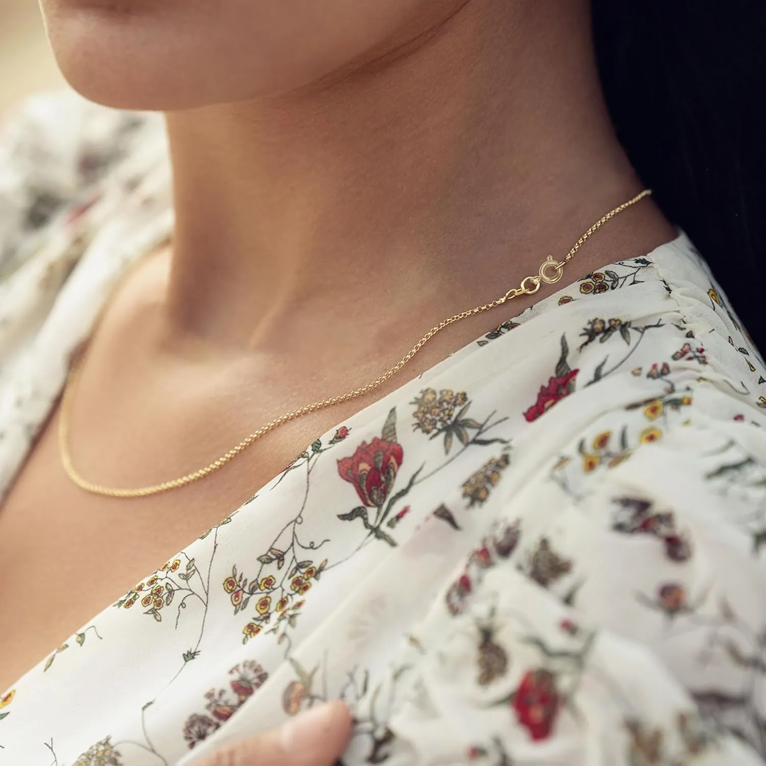 KISPER 24k Gold Cable Link Chain Necklace – Thin, Dainty, Gold Plated Stainless Steel Jewelry for Women & Men with Spring Ring Clasp