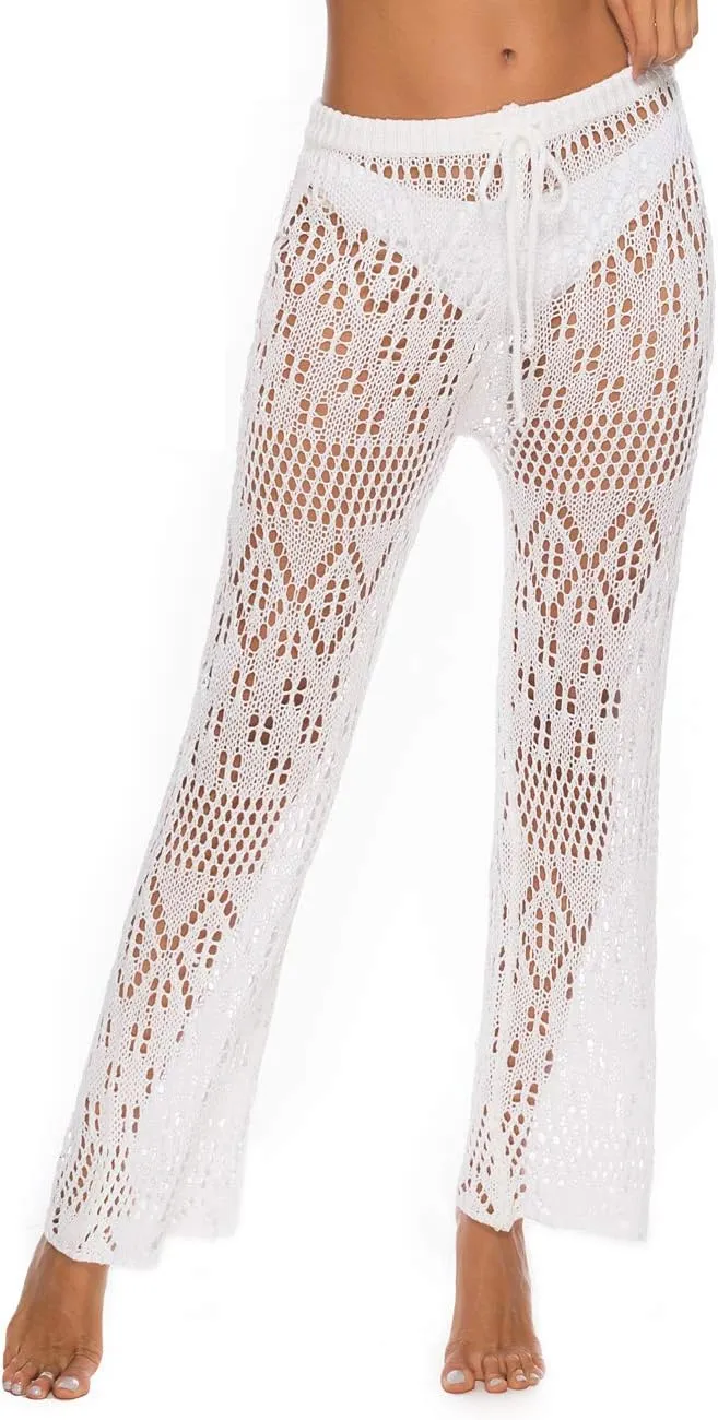 Kistore Womens Crochet Net Hollow Out Beach Pants Sexy Swimsuit Cover Up Pants