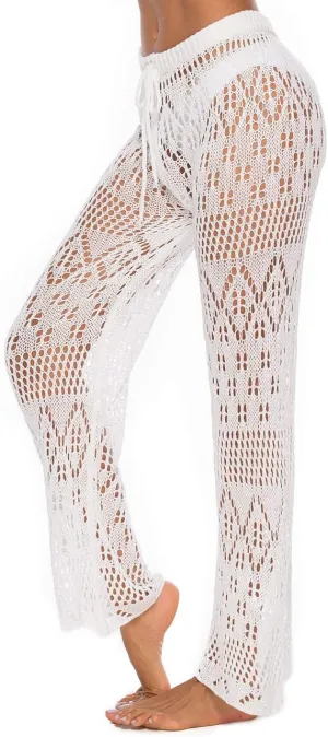 Kistore Womens Crochet Net Hollow Out Beach Pants Sexy Swimsuit Cover Up Pants