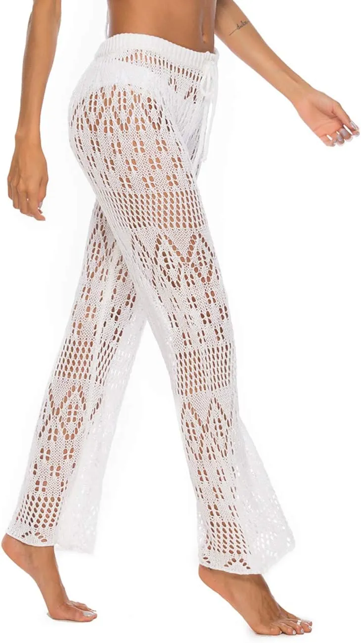 Kistore Womens Crochet Net Hollow Out Beach Pants Sexy Swimsuit Cover Up Pants