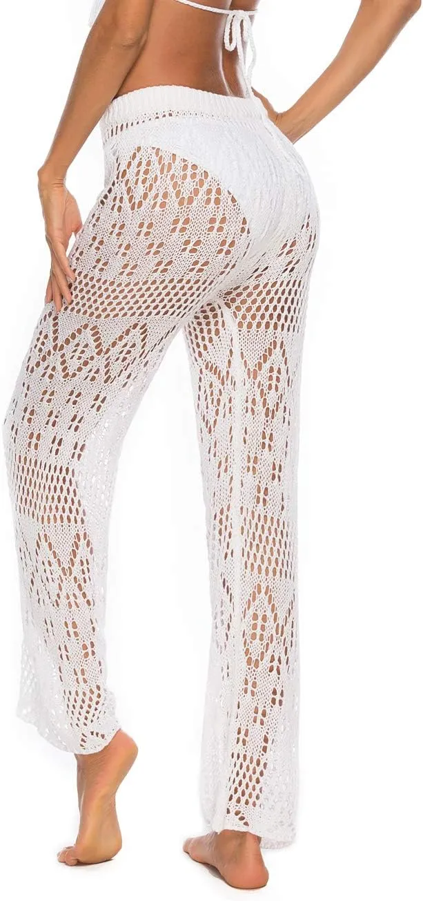 Kistore Womens Crochet Net Hollow Out Beach Pants Sexy Swimsuit Cover Up Pants