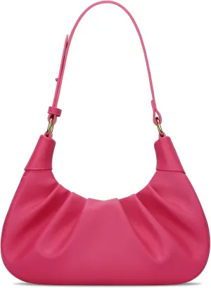 KKXIU Shoulder Bag Crescent Handbag Ruched Purse Underarm Bag Mini Hobo for Women,Detachable Gold Chain Crossbody Bag
