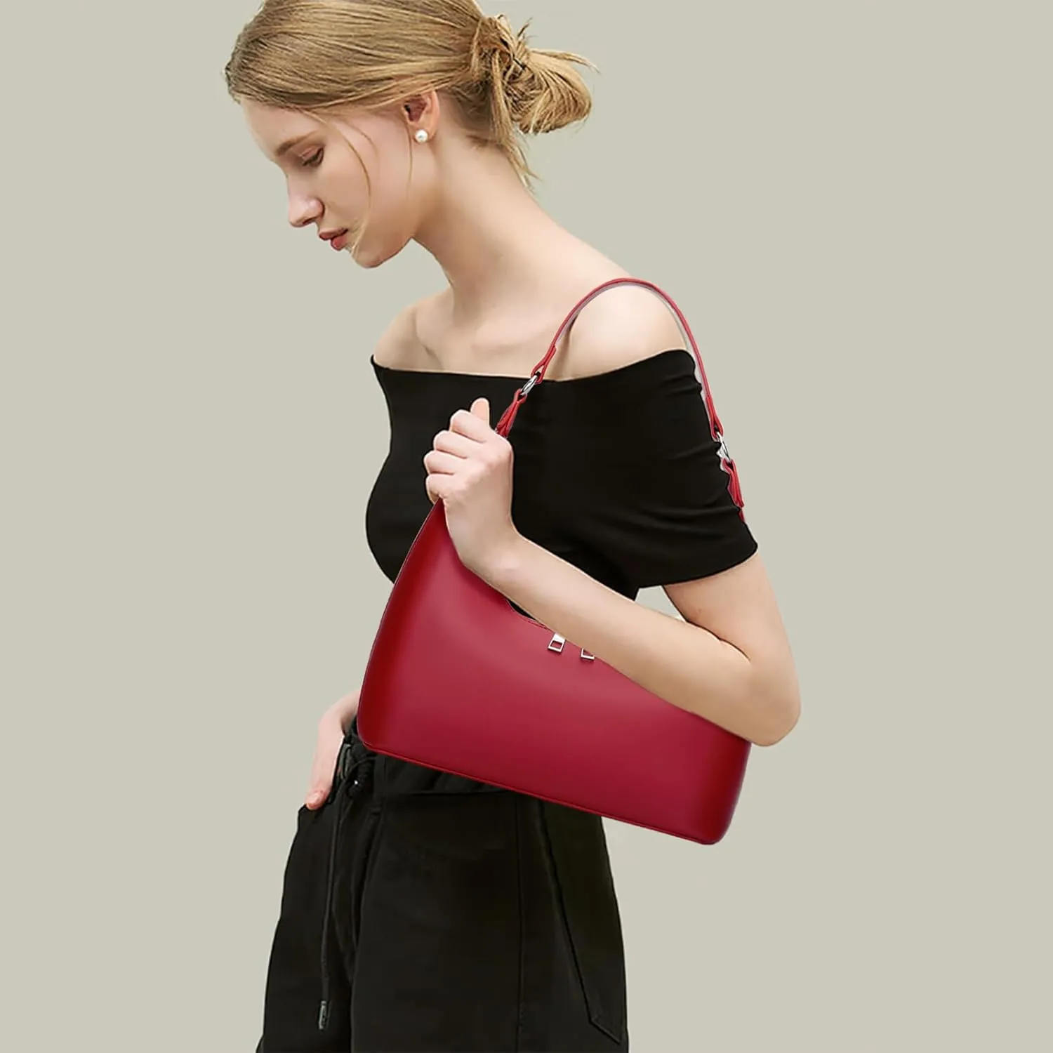 KKXIU Shoulder Bags for Women, Underarm Hobo Handbag Clutch Crossbody Purse with Removable Strap and Zipper Closure