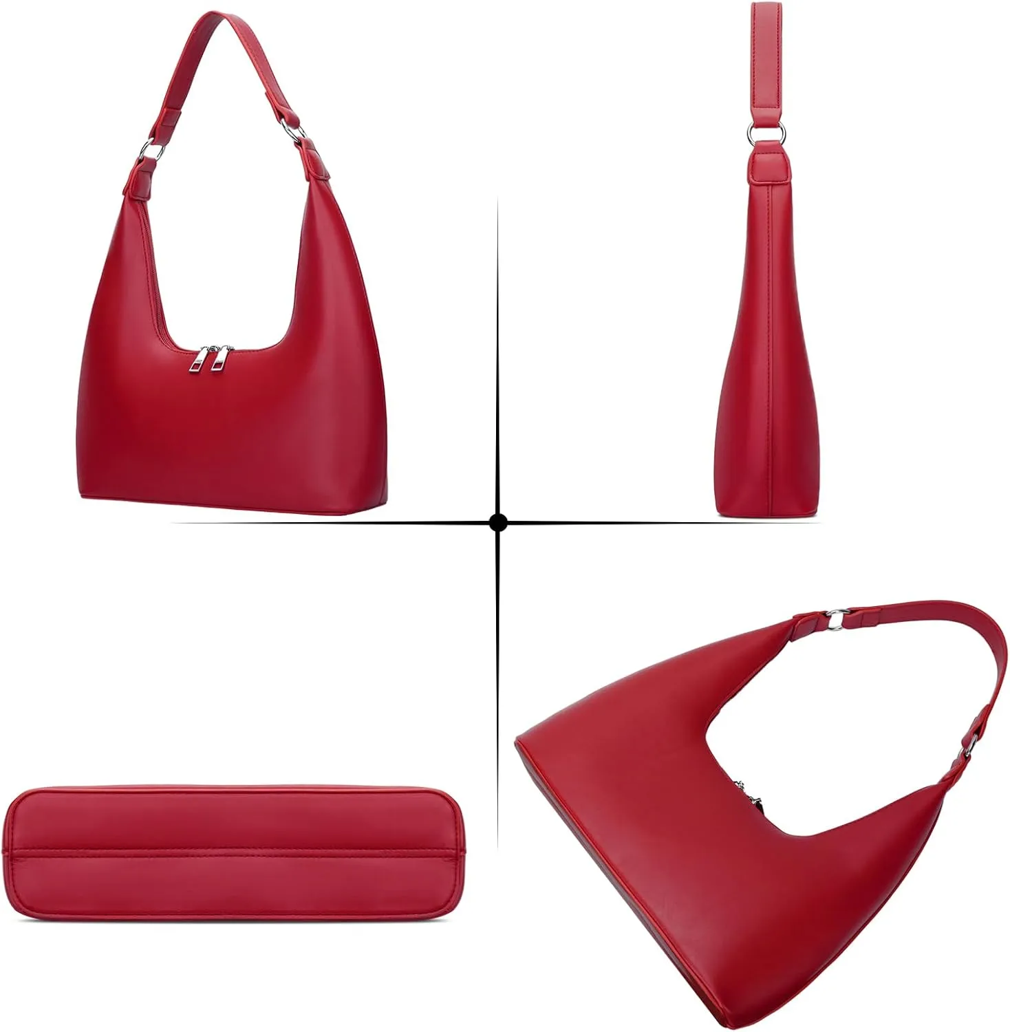KKXIU Shoulder Bags for Women, Underarm Hobo Handbag Clutch Crossbody Purse with Removable Strap and Zipper Closure