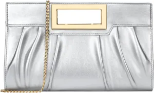 KKXIU Women Clutch Purse Elegant Pleated Evening Bag for Wedding Prom Bridal with Chain Strap